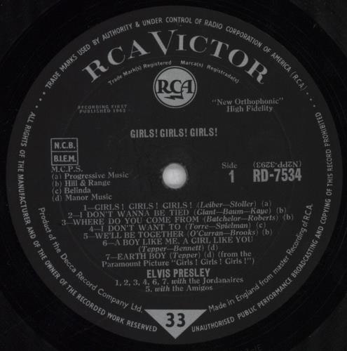 Elvis Presley Girls! Girls! Girls! - Silver Spot UK vinyl LP